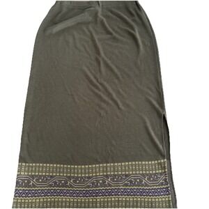 Olive Knit Maxi Skirt Women's Large Granola Boho Corp Lennie For Nina Leonard